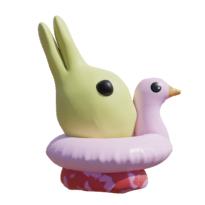 3D rotating of duckrabbit: a yellow rabbit and pink duck